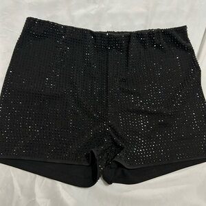 Iris Black Rhinestone Athletic Shorts
